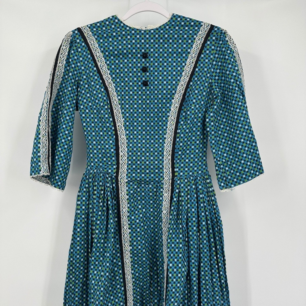 Womens 70s Vintage Handmade Cottagecore Prairie Maxi Dress Size S Floral Modest - Picture 2 of 7